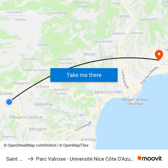 Saint Claude to Parc Valrose - Université Nice Côte D'Azur - Faculté Des Sciences map