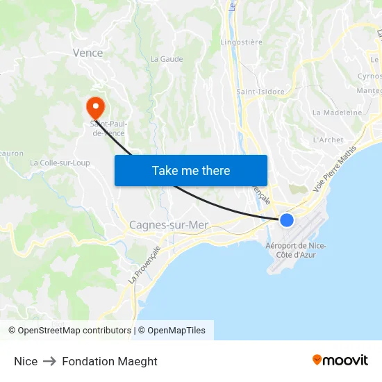 Nice to Fondation Maeght map