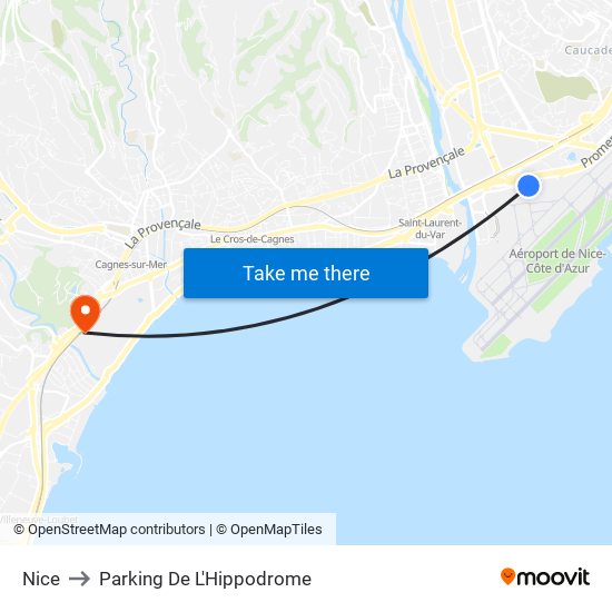 Nice to Parking De L'Hippodrome map