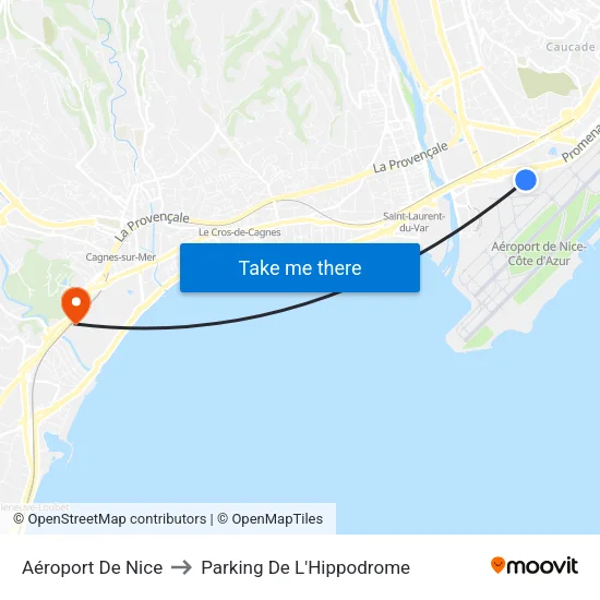 Aéroport De Nice to Parking De L'Hippodrome map