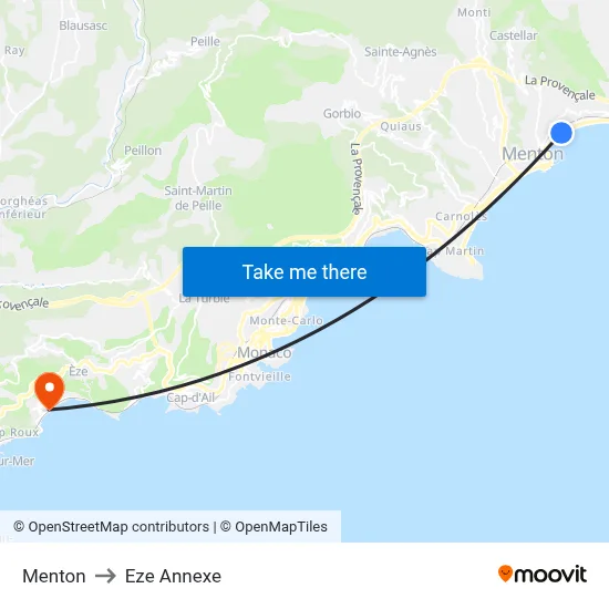 Menton to Eze Annexe map