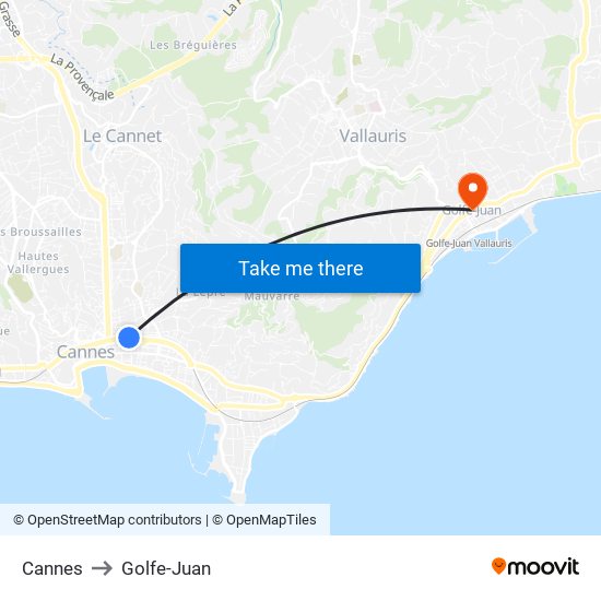 Cannes to Golfe-Juan map