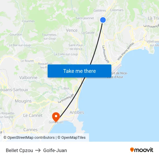 Bellet Cpzou to Golfe-Juan map