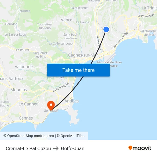 Cremat-Le Pal Cpzou to Golfe-Juan map
