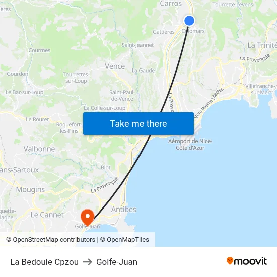 La Bedoule Cpzou to Golfe-Juan map