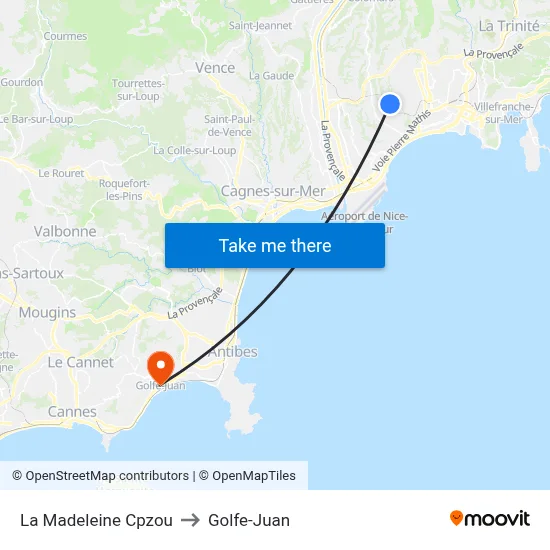 La Madeleine Cpzou to Golfe-Juan map