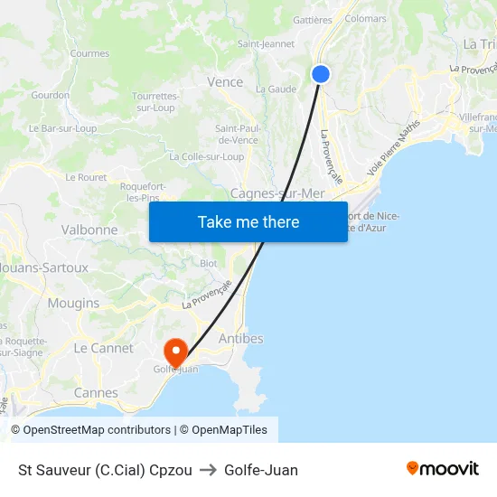 St Sauveur (C.Cial) Cpzou to Golfe-Juan map