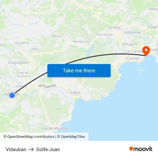 Vidauban to Golfe-Juan map