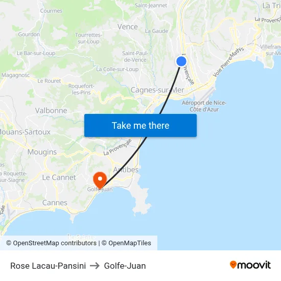 Rose Lacau-Pansini to Golfe-Juan map