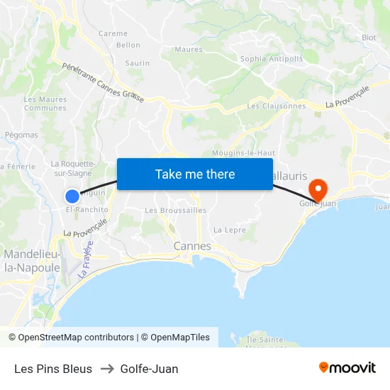 Les Pins Bleus to Golfe-Juan map