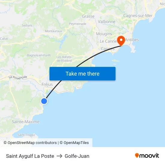Saint Aygulf La Poste to Golfe-Juan map