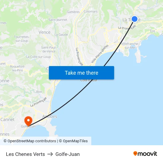 Les Chenes Verts to Golfe-Juan map