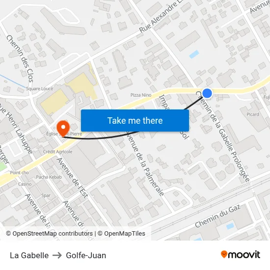 La Gabelle to Golfe-Juan map