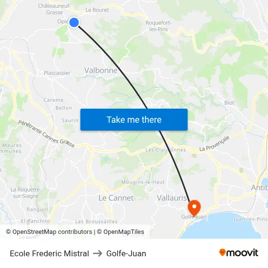 Ecole Frederic Mistral to Golfe-Juan map