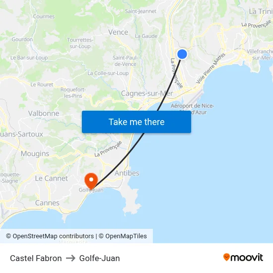 Castel Fabron to Golfe-Juan map