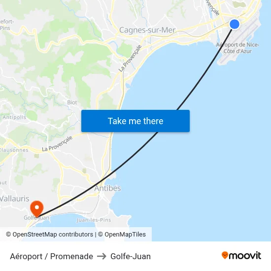 Aéroport / Promenade to Golfe-Juan map