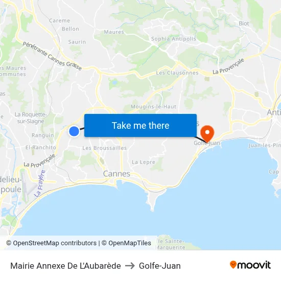 Mairie Annexe De L'Aubarède to Golfe-Juan map