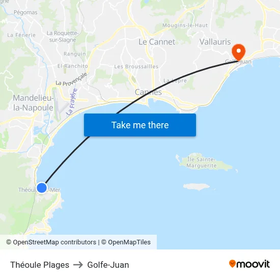 Théoule Plages to Golfe-Juan map