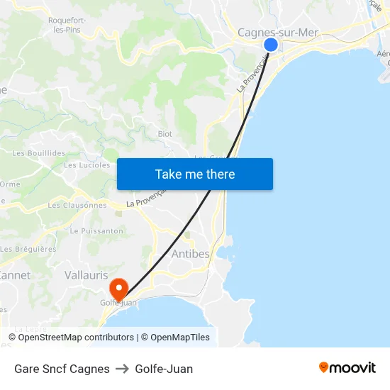 Gare Sncf Cagnes to Golfe-Juan map