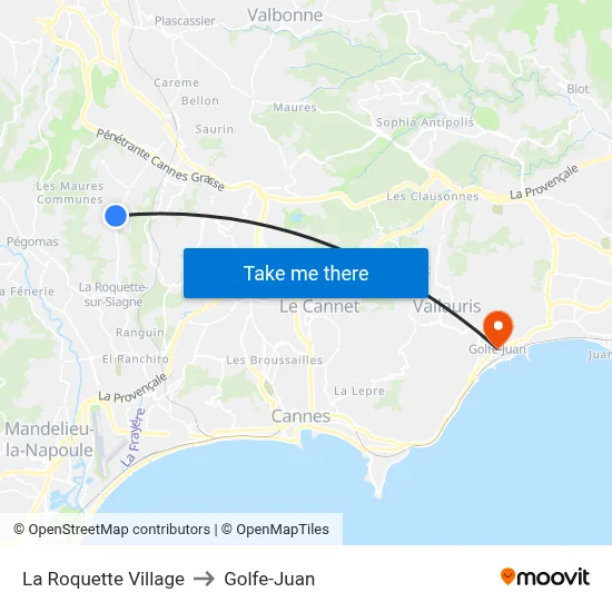 La Roquette Village to Golfe-Juan map