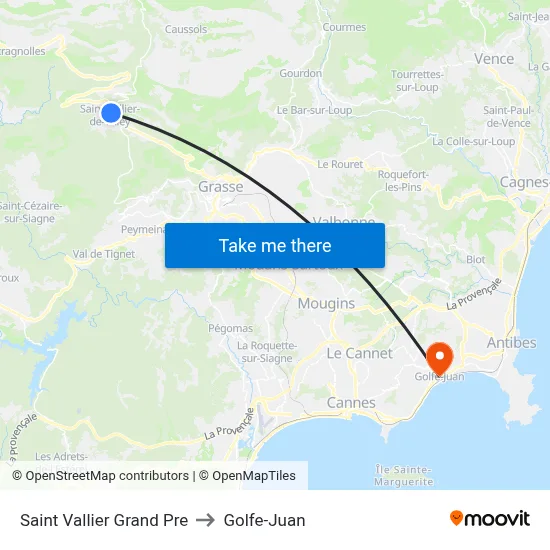 Saint Vallier Grand Pre to Golfe-Juan map