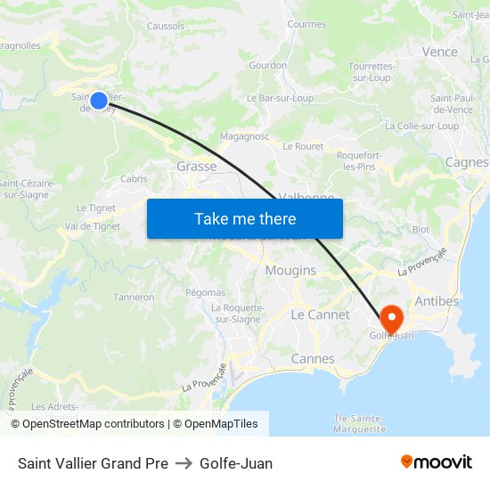 Saint Vallier Grand Pre to Golfe-Juan map