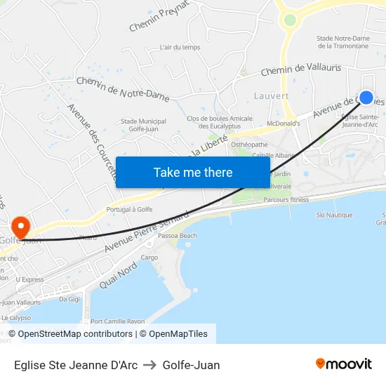 Eglise Ste Jeanne D'Arc to Golfe-Juan map
