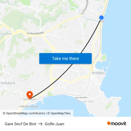 Gare Sncf De Biot to Golfe-Juan map