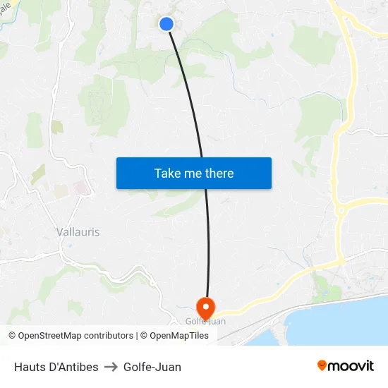 Hauts D'Antibes to Golfe-Juan map