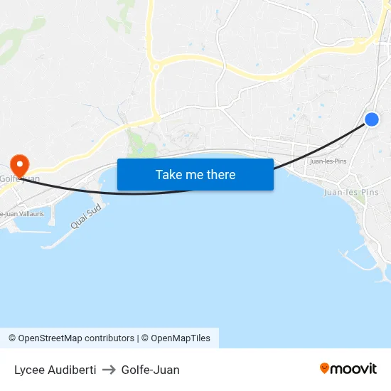 Lycee Audiberti to Golfe-Juan map