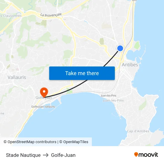 Stade Nautique to Golfe-Juan map
