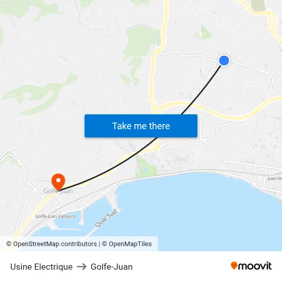 Usine Electrique to Golfe-Juan map