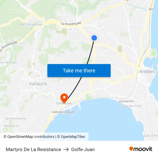 Martyrs De La Resistance to Golfe-Juan map