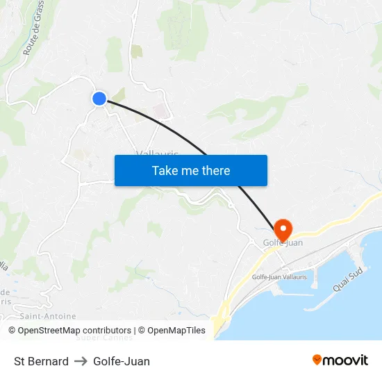 St Bernard to Golfe-Juan map