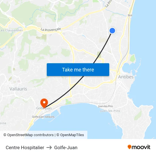 Centre Hospitalier to Golfe-Juan map