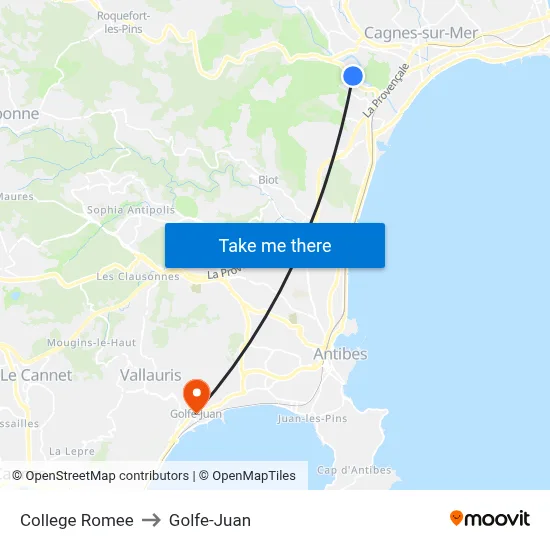 College Romee to Golfe-Juan map