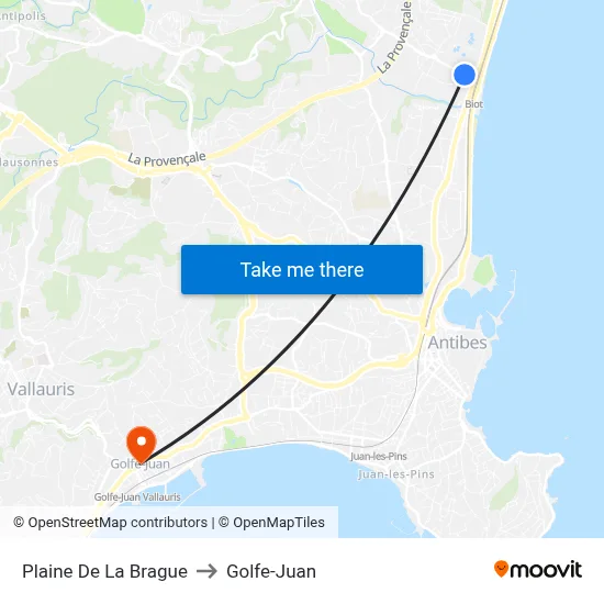 Plaine De La Brague to Golfe-Juan map