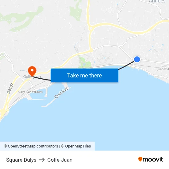 Square Dulys to Golfe-Juan map