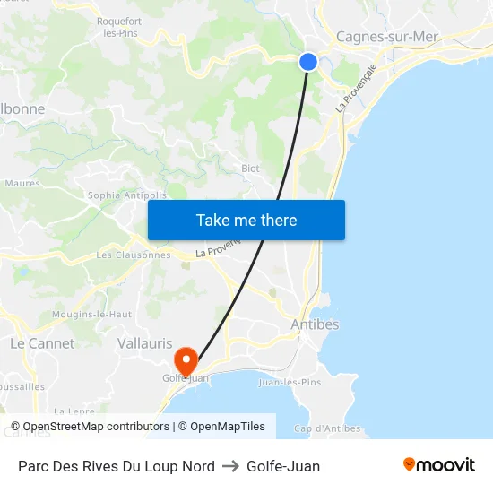Parc Des Rives Du Loup Nord to Golfe-Juan map