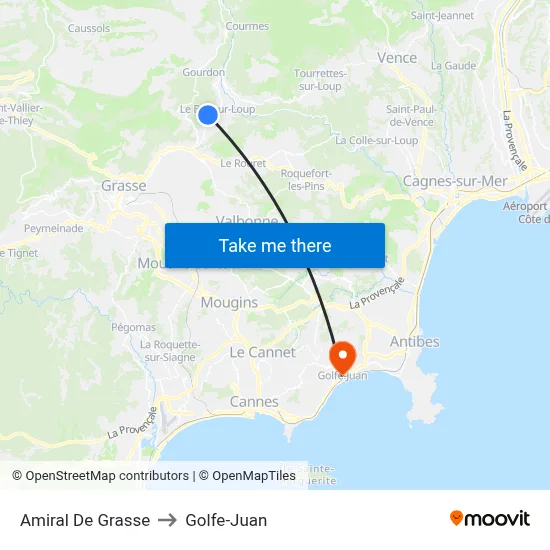 Amiral De Grasse to Golfe-Juan map