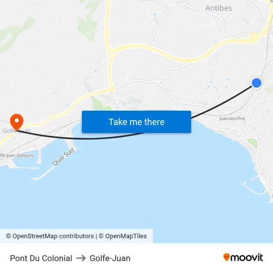 Pont Du Colonial to Golfe-Juan map
