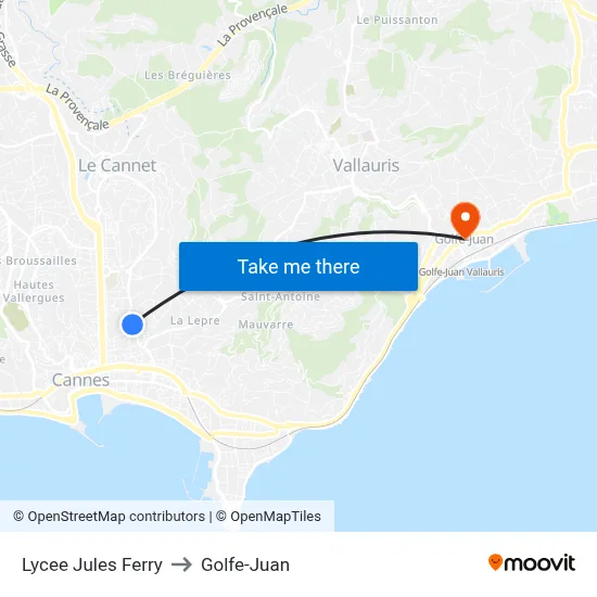 Lycee Jules Ferry to Golfe-Juan map