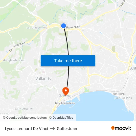Lycee Leonard De Vinci to Golfe-Juan map