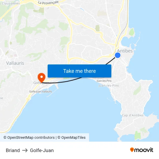 Briand to Golfe-Juan map