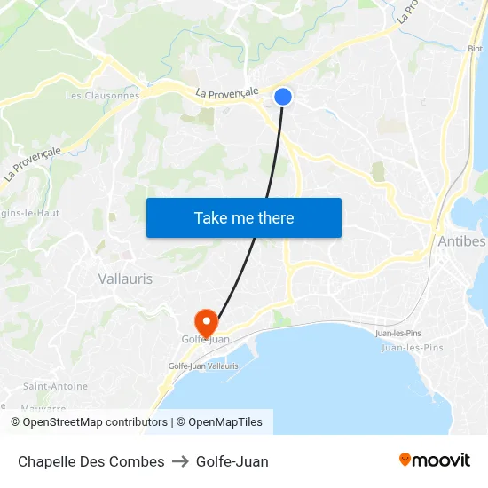 Chapelle Des Combes to Golfe-Juan map