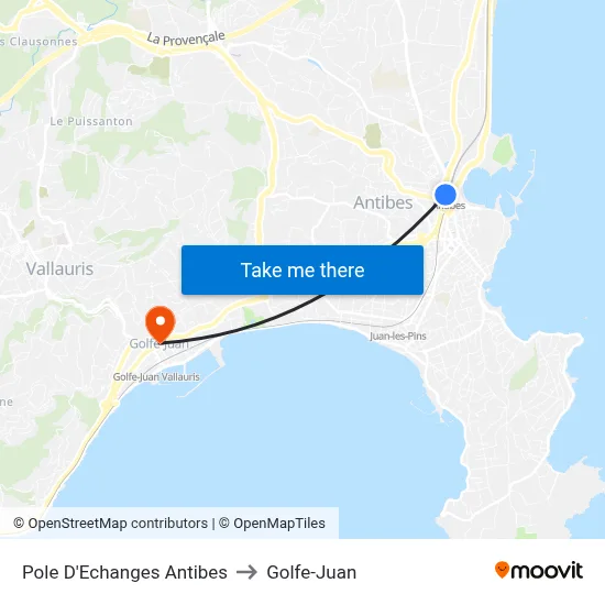 Pole D'Echanges Antibes to Golfe-Juan map