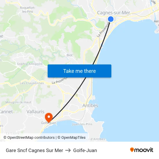 Gare Sncf Cagnes Sur Mer to Golfe-Juan map