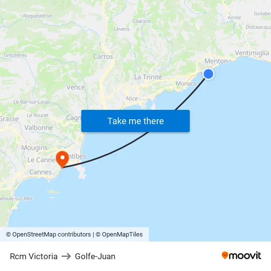 Rcm Victoria to Golfe-Juan map