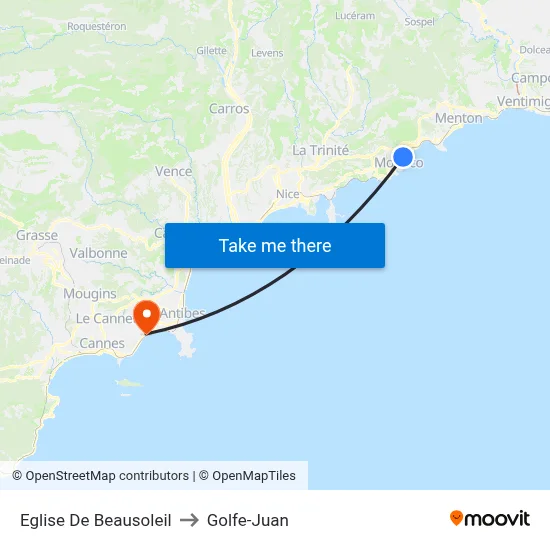 Eglise De Beausoleil to Golfe-Juan map