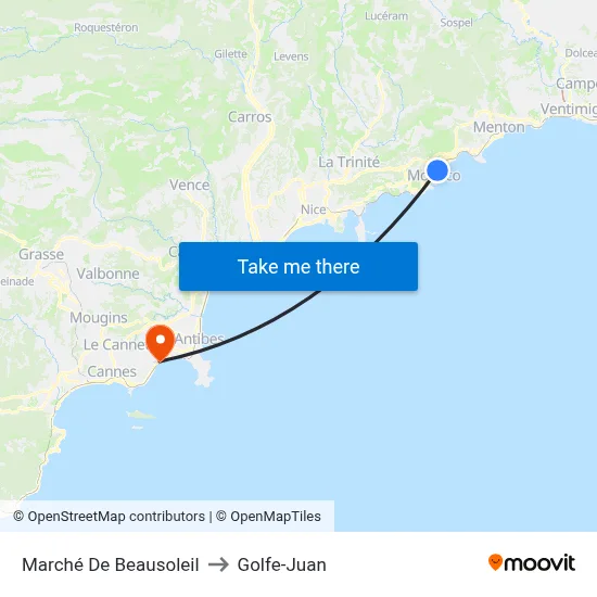 Marché De Beausoleil to Golfe-Juan map